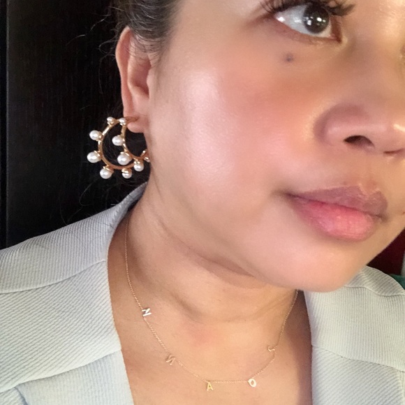 Double Hoop Pearl Earrings - Picture 4 of 10